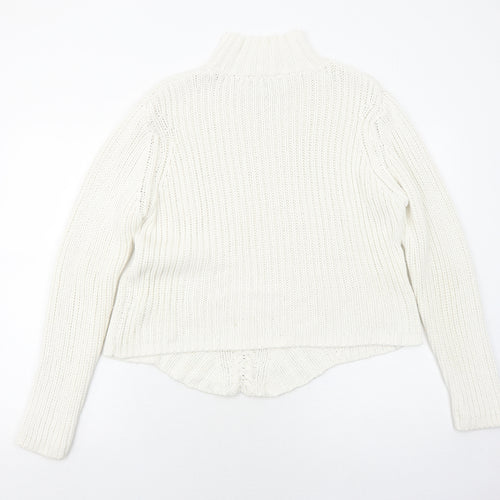 Principles Womens White Mock Neck Cotton Pullover Jumper Size 10
