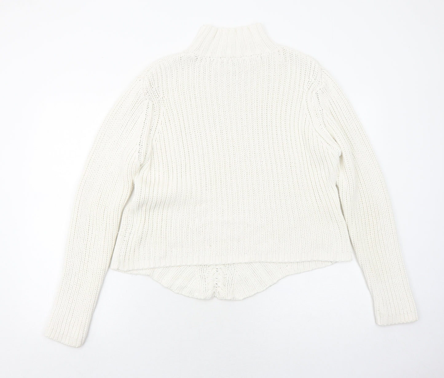 Principles Womens White Mock Neck Cotton Pullover Jumper Size 10