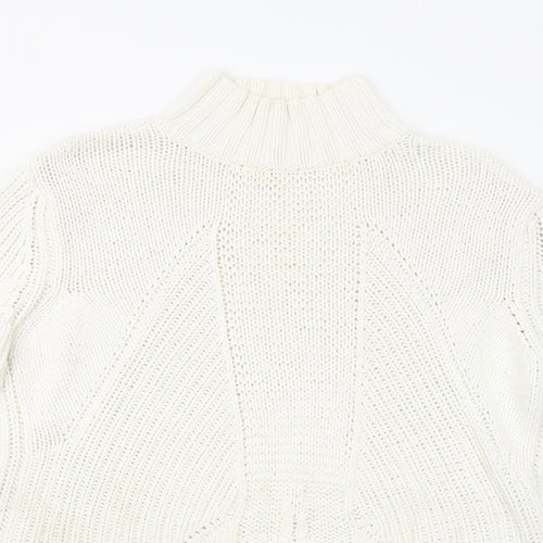 Principles Womens White Mock Neck Cotton Pullover Jumper Size 10