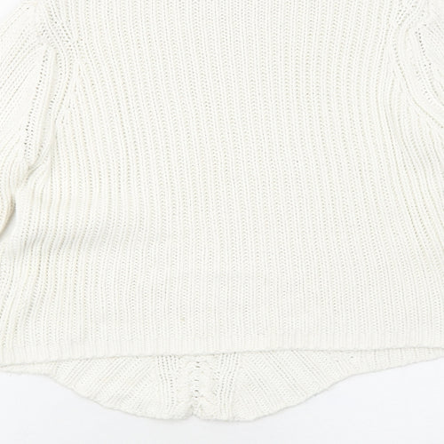 Principles Womens White Mock Neck Cotton Pullover Jumper Size 10