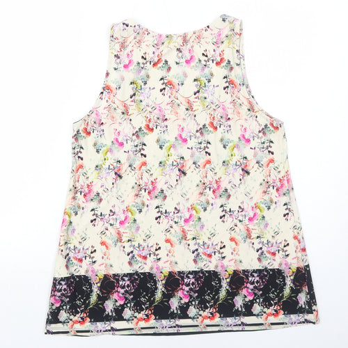 Warehouse Womens Ivory Floral Polyester Basic Tank Size 12 Round Neck