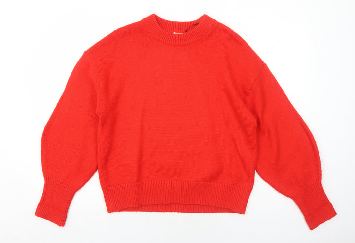 H&M Womens Red Round Neck Polyamide Pullover Jumper Size M