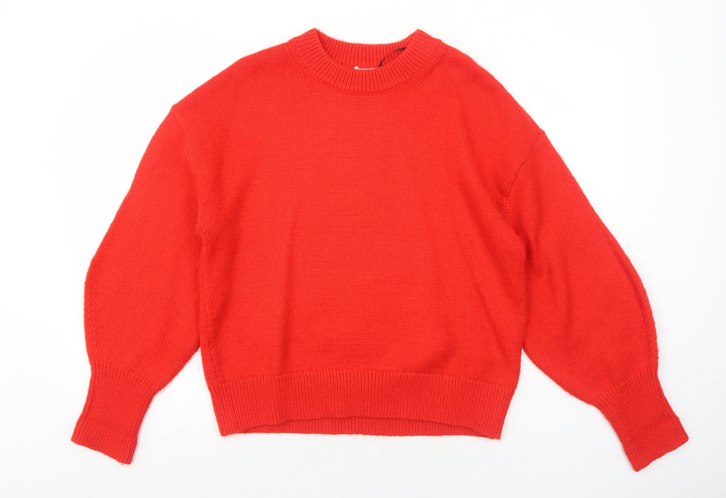 H&M Womens Red Round Neck Polyamide Pullover Jumper Size M
