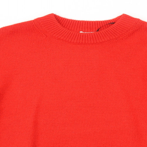 H&M Womens Red Round Neck Polyamide Pullover Jumper Size M