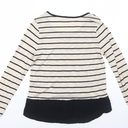 M&Co Womens Beige Round Neck Striped Viscose Pullover Jumper Size 10