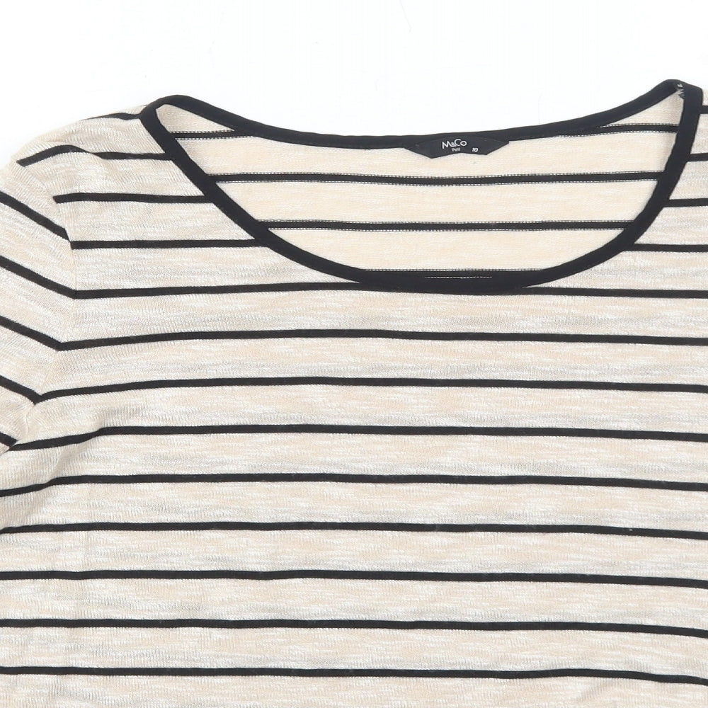 M&Co Womens Beige Round Neck Striped Viscose Pullover Jumper Size 10