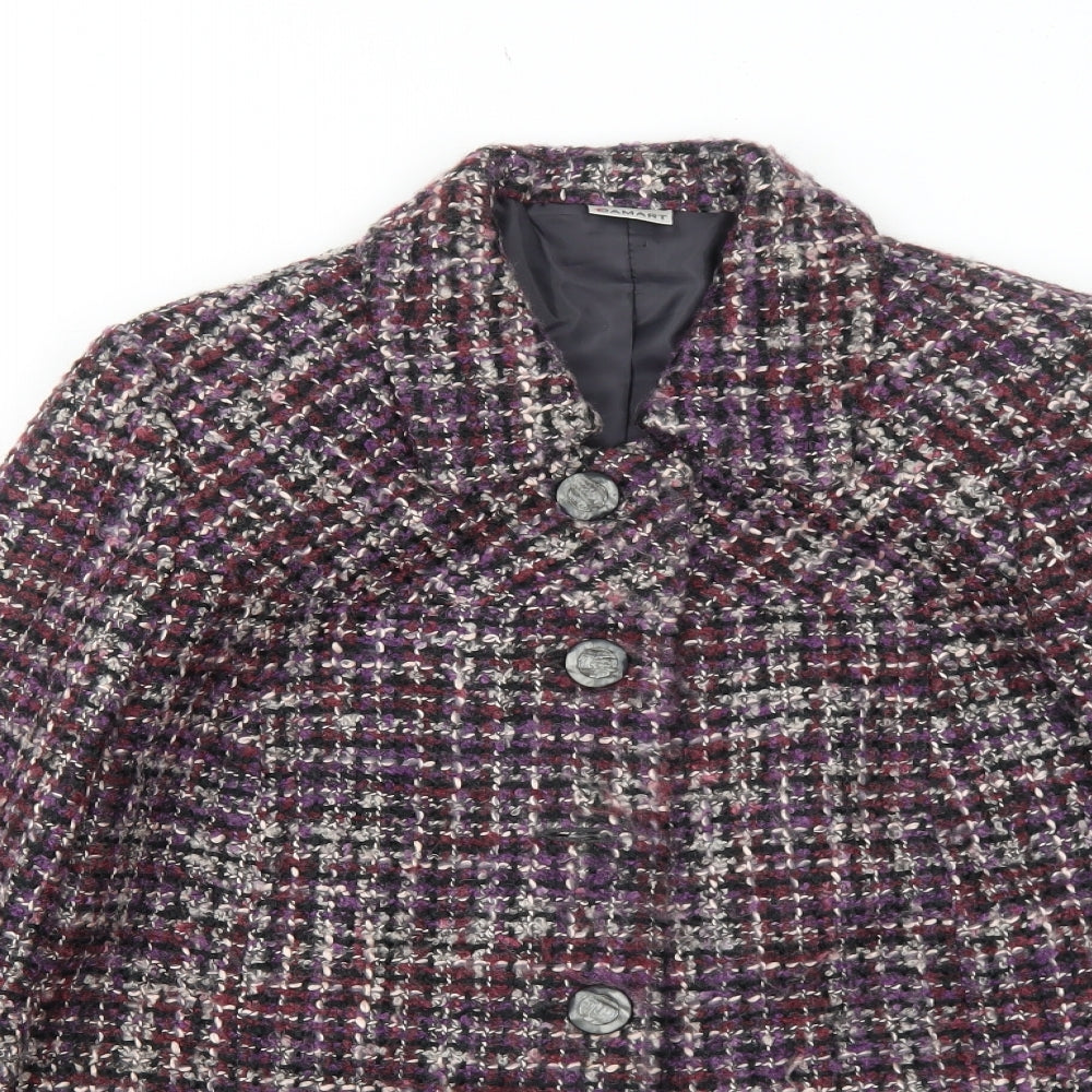 Damart Womens Purple Geometric Jacket Blazer Size 14 Button