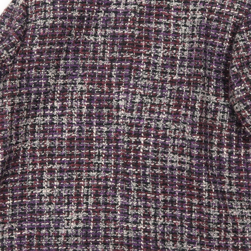 Damart Womens Purple Geometric Jacket Blazer Size 14 Button