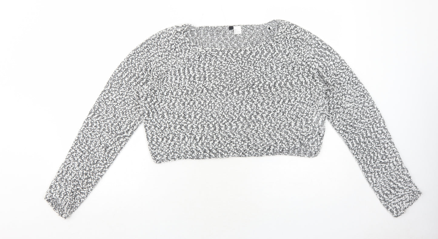 H&M Womens White Round Neck Polyester Pullover Jumper Size L