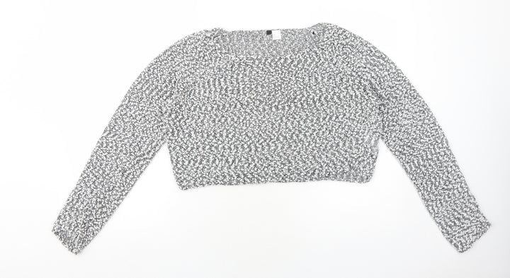 H&M Womens White Round Neck Polyester Pullover Jumper Size L