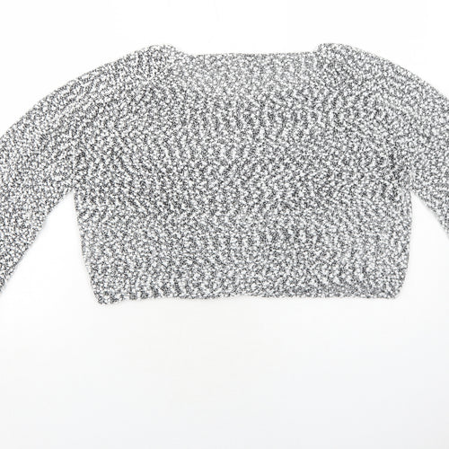 H&M Womens White Round Neck Polyester Pullover Jumper Size L