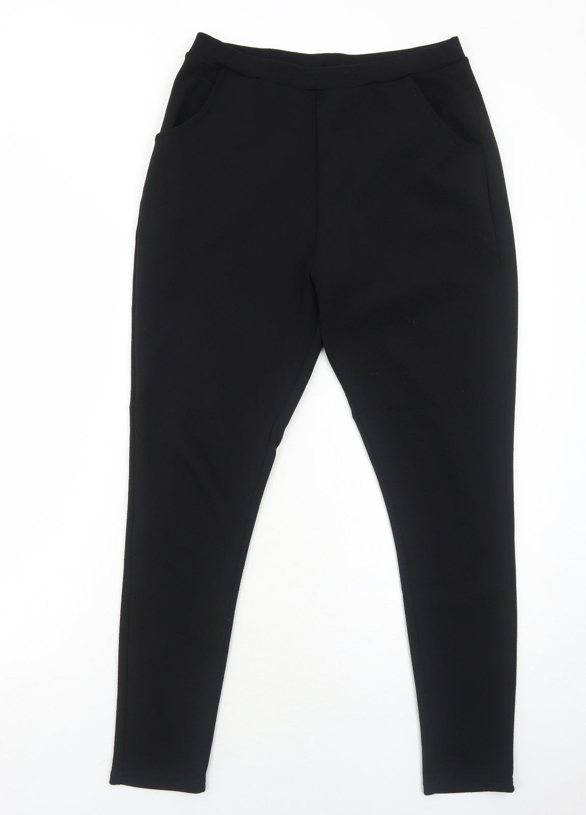 PRETTYLITTLETHING Womens Black Polyester Trousers Size 12 Regular