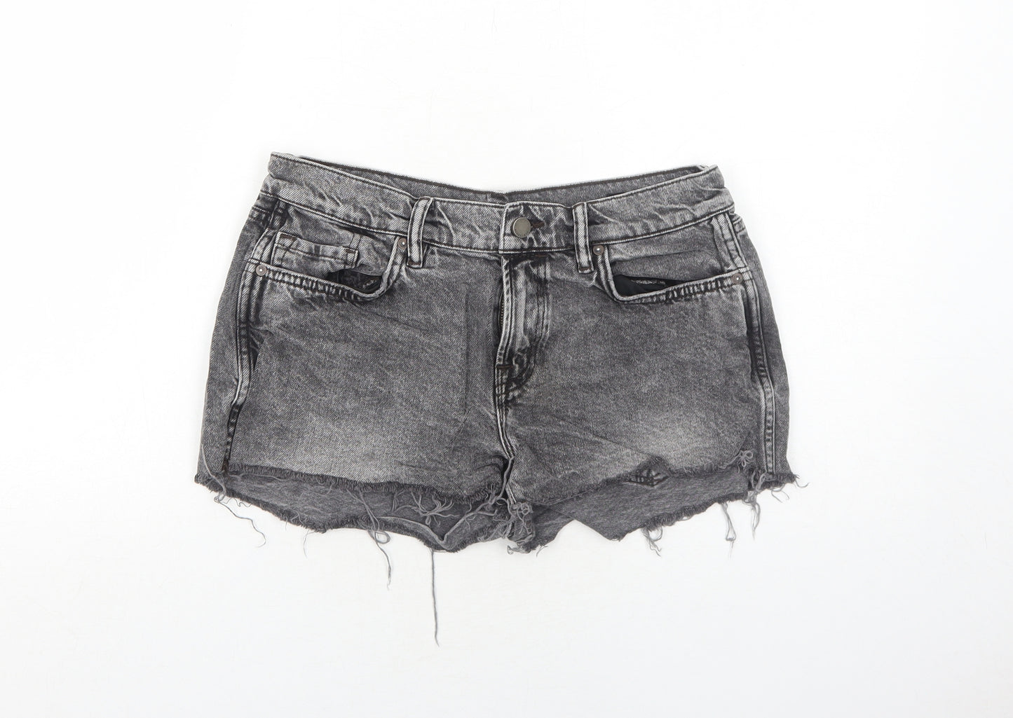 AllSaints Womens Grey Cotton Cut-Off Shorts Size 12 Regular Zip