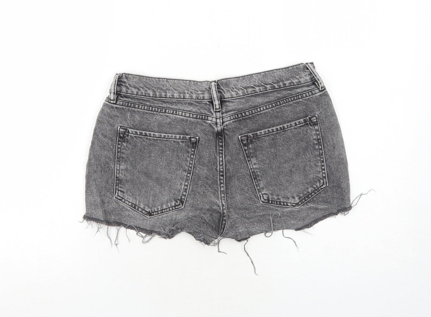 AllSaints Womens Grey Cotton Cut-Off Shorts Size 12 Regular Zip