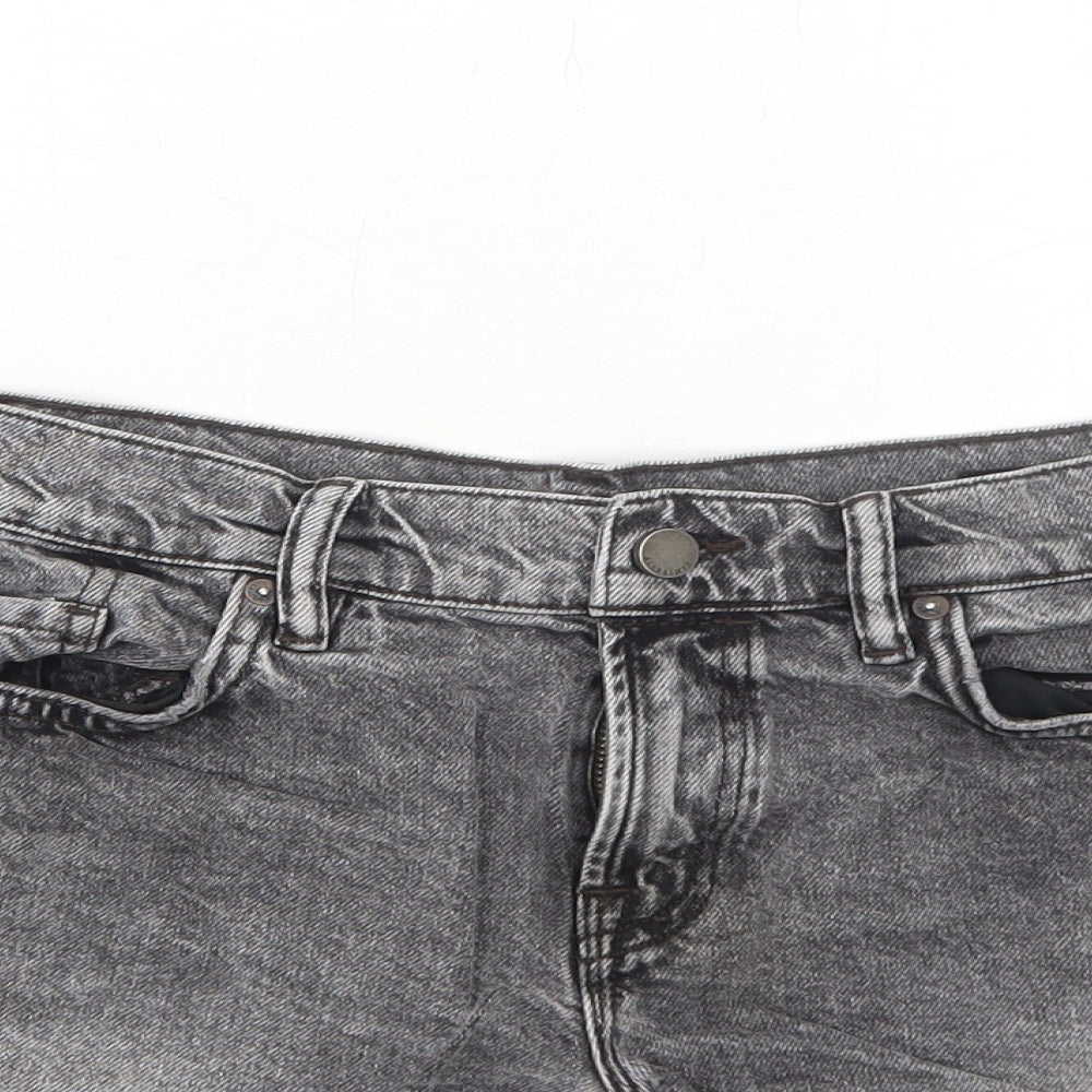 AllSaints Womens Grey Cotton Cut-Off Shorts Size 12 Regular Zip
