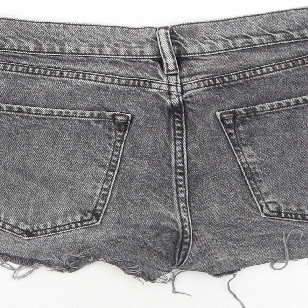 AllSaints Womens Grey Cotton Cut-Off Shorts Size 12 Regular Zip