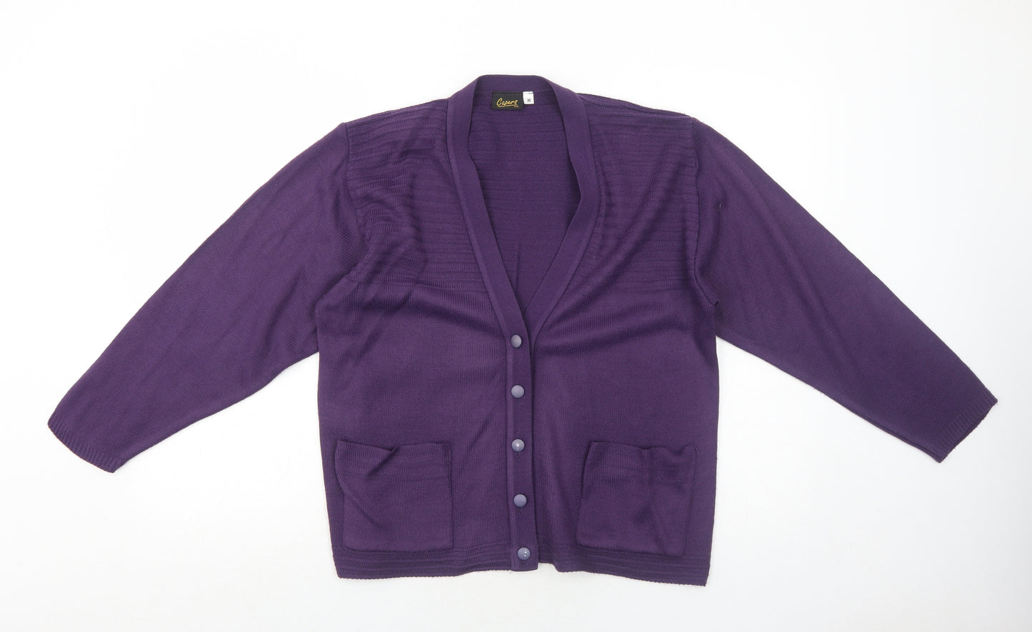 Capers Womens Purple V-Neck Acrylic Cardigan Jumper Size M