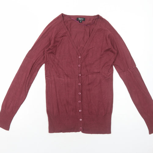 Blanco Tricot Womens Red V-Neck Viscose Cardigan Jumper Size S