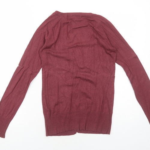 Blanco Tricot Womens Red V-Neck Viscose Cardigan Jumper Size S