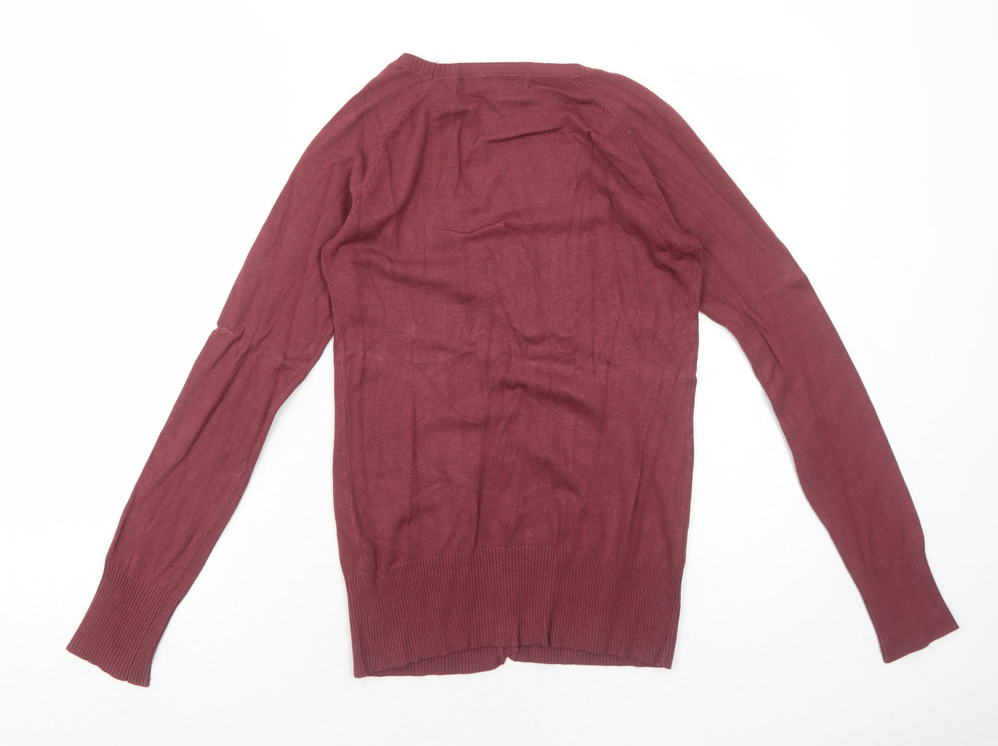 Blanco Tricot Womens Red V-Neck Viscose Cardigan Jumper Size S