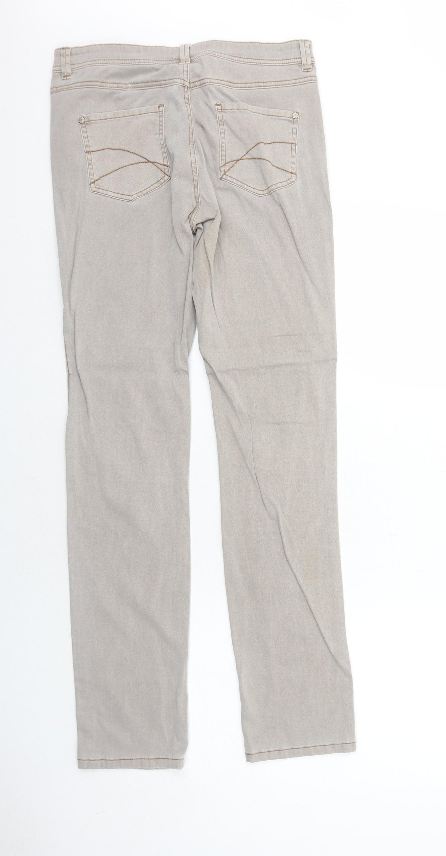 Marks and Spencer Womens Grey Cotton Straight Jeans Size 10 Regular Zip