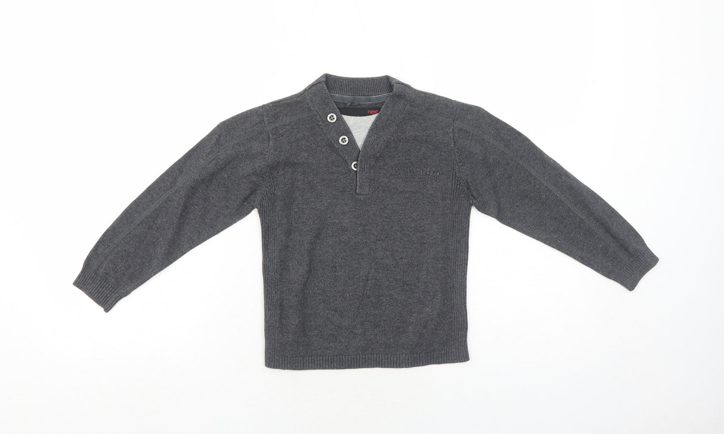 NEXT Boys Grey V-Neck Cotton Pullover Jumper Size 5 Years Pullover