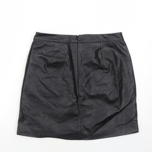 Marks and Spencer Womens Black Polyurethane A-Line Skirt Size 10 Zip