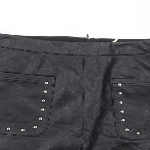Marks and Spencer Womens Black Polyurethane A-Line Skirt Size 10 Zip