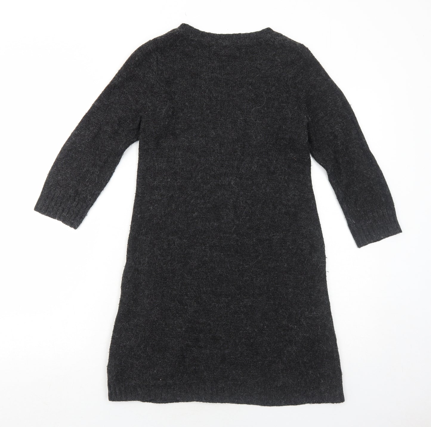 Dorothy Perkins Womens Grey Acrylic Jumper Dress Size 10 Round Neck Pullover