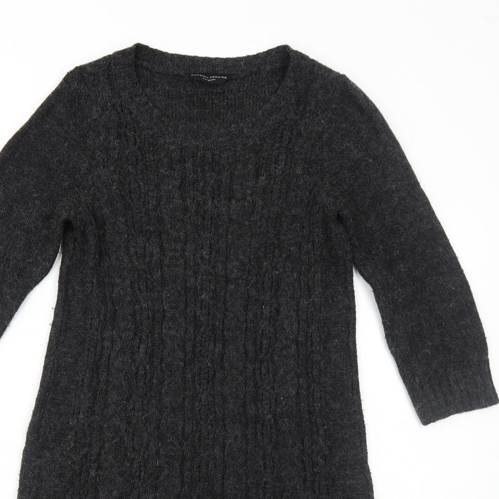Dorothy Perkins Womens Grey Acrylic Jumper Dress Size 10 Round Neck Pullover