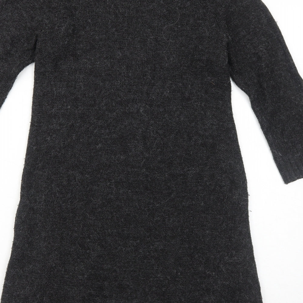 Dorothy Perkins Womens Grey Acrylic Jumper Dress Size 10 Round Neck Pullover