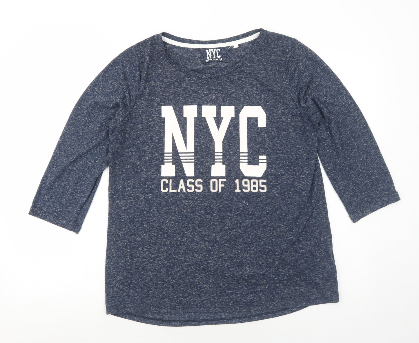 NEXT Womens Blue Polyester Basic T-Shirt Size 14 Round Neck - NYC Class of 1985