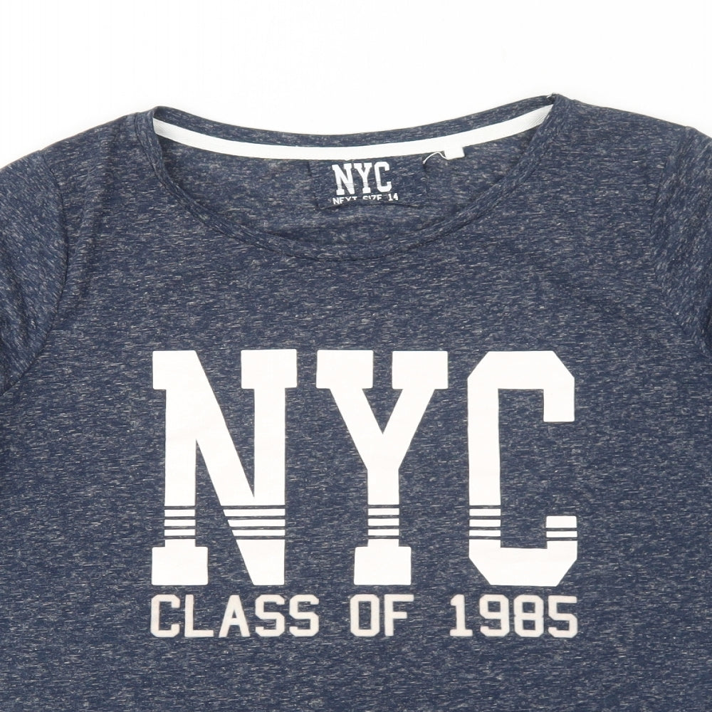 NEXT Womens Blue Polyester Basic T-Shirt Size 14 Round Neck - NYC Class of 1985