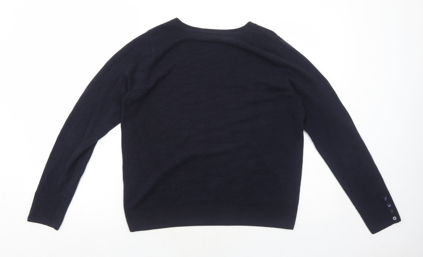 Marks and Spencer Womens Blue V-Neck Acrylic Pullover Jumper Size 14