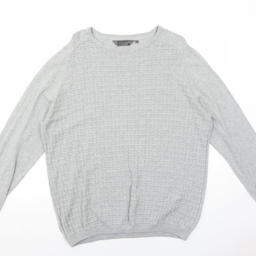 Dissident Mens Grey Round Neck Cotton Pullover Jumper Size 2XL Long Sleeve