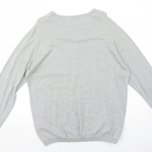 Dissident Mens Grey Round Neck Cotton Pullover Jumper Size 2XL Long Sleeve