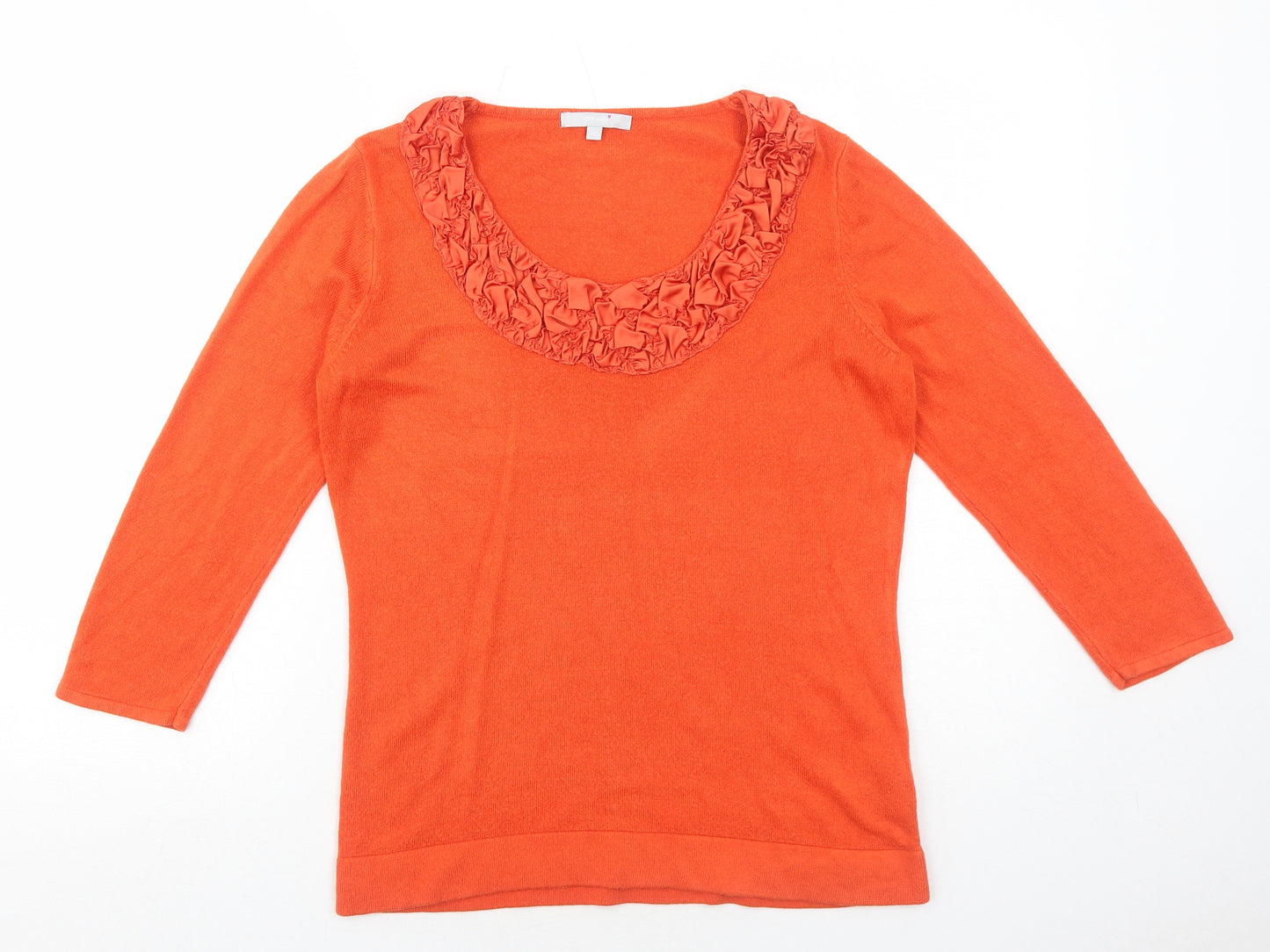 Per Una Womens Orange Round Neck Acrylic Pullover Jumper Size 14
