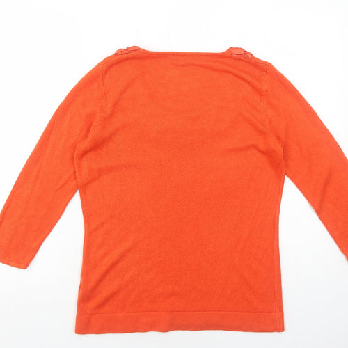 Per Una Womens Orange Round Neck Acrylic Pullover Jumper Size 14