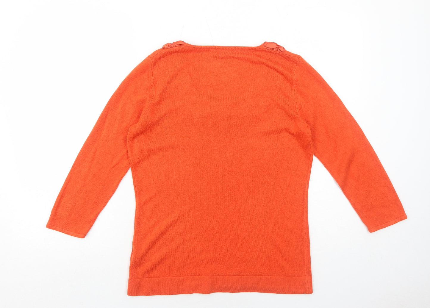 Per Una Womens Orange Round Neck Acrylic Pullover Jumper Size 14