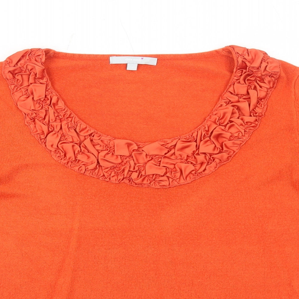 Per Una Womens Orange Round Neck Acrylic Pullover Jumper Size 14
