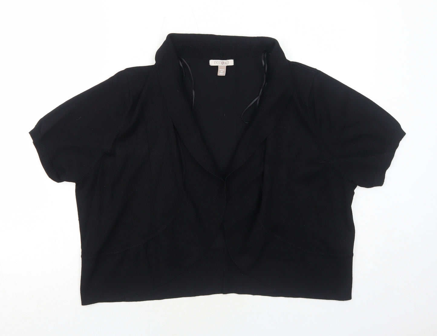 Roz & Ali Womens Black V-Neck Rayon Pullover Jumper Size 2XL