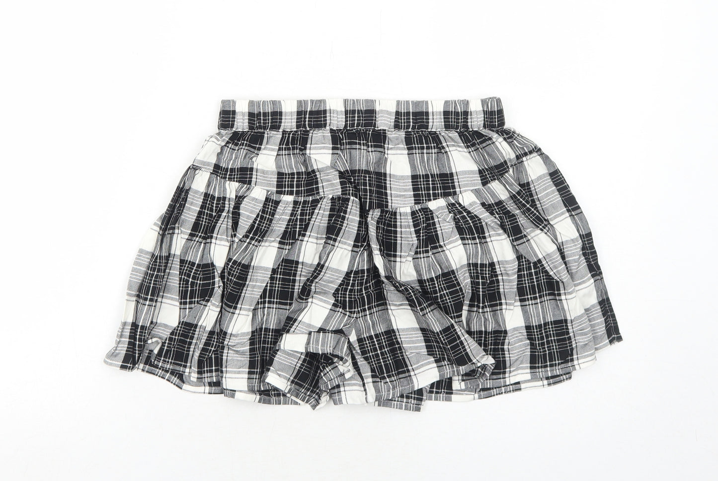 NEXT Girls Black Plaid Viscose Bermuda Shorts Size 11 Years Regular