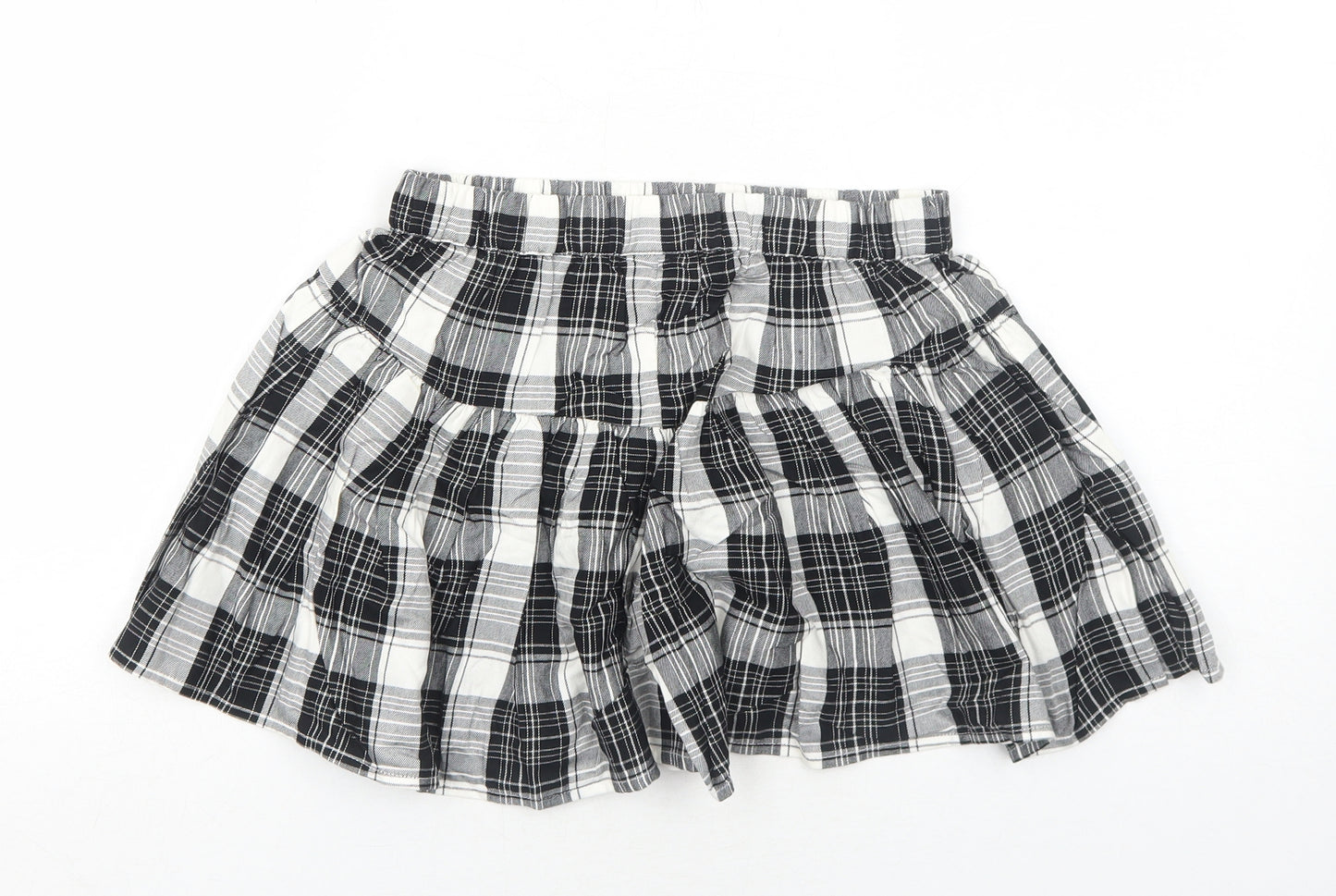 NEXT Girls Black Plaid Viscose Bermuda Shorts Size 11 Years Regular