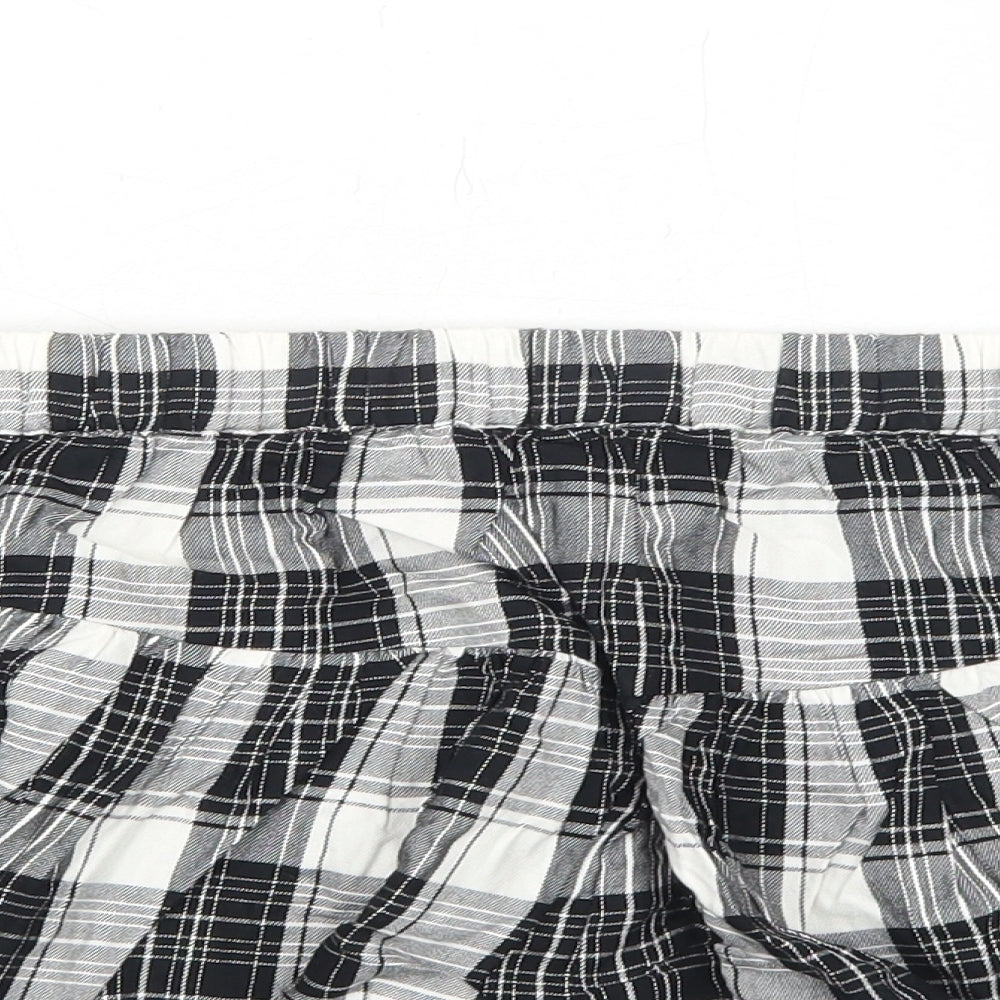 NEXT Girls Black Plaid Viscose Bermuda Shorts Size 11 Years Regular