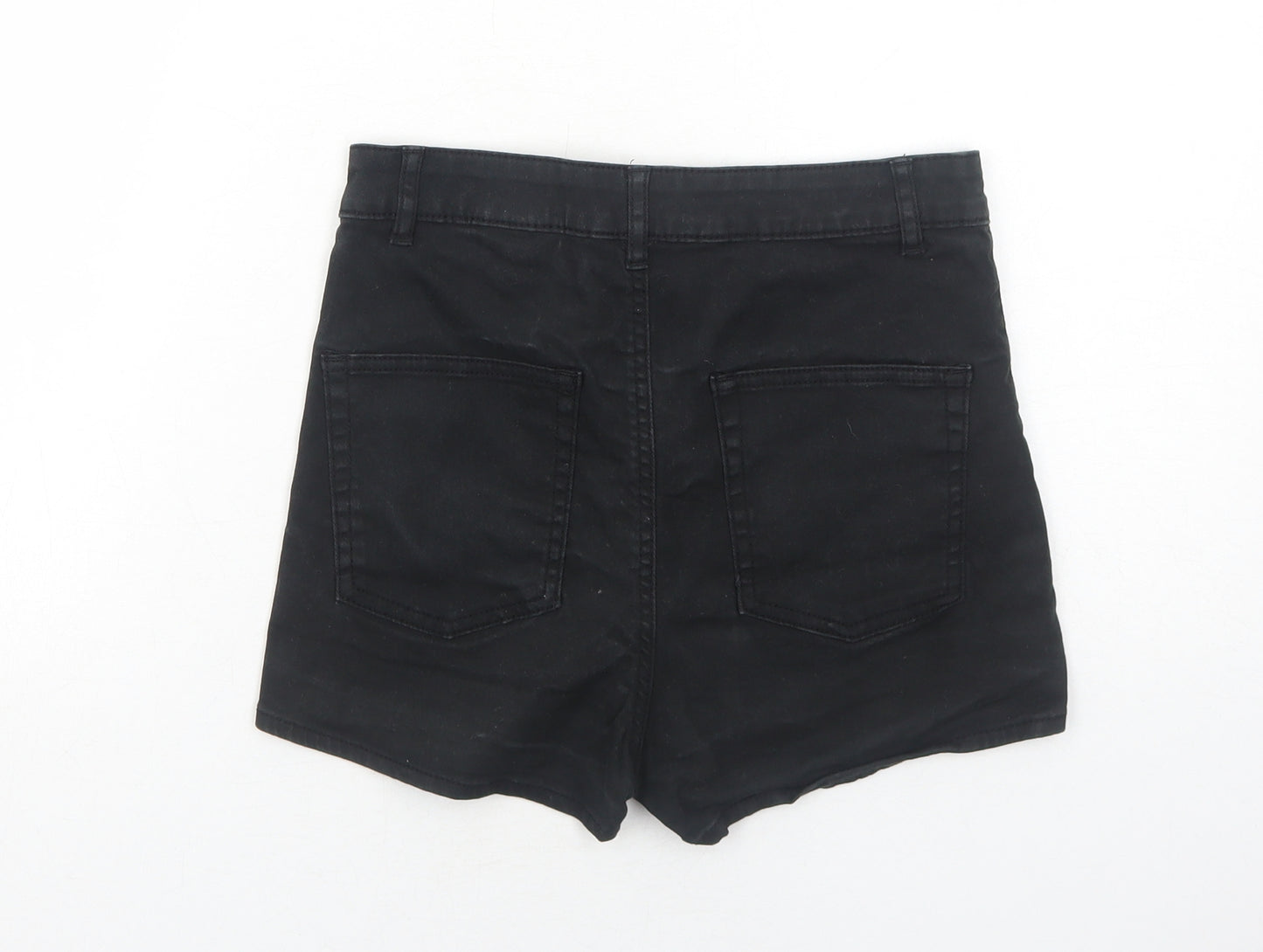 H&M Womens Black Cotton Hot Pants Shorts Size 8 Regular Zip