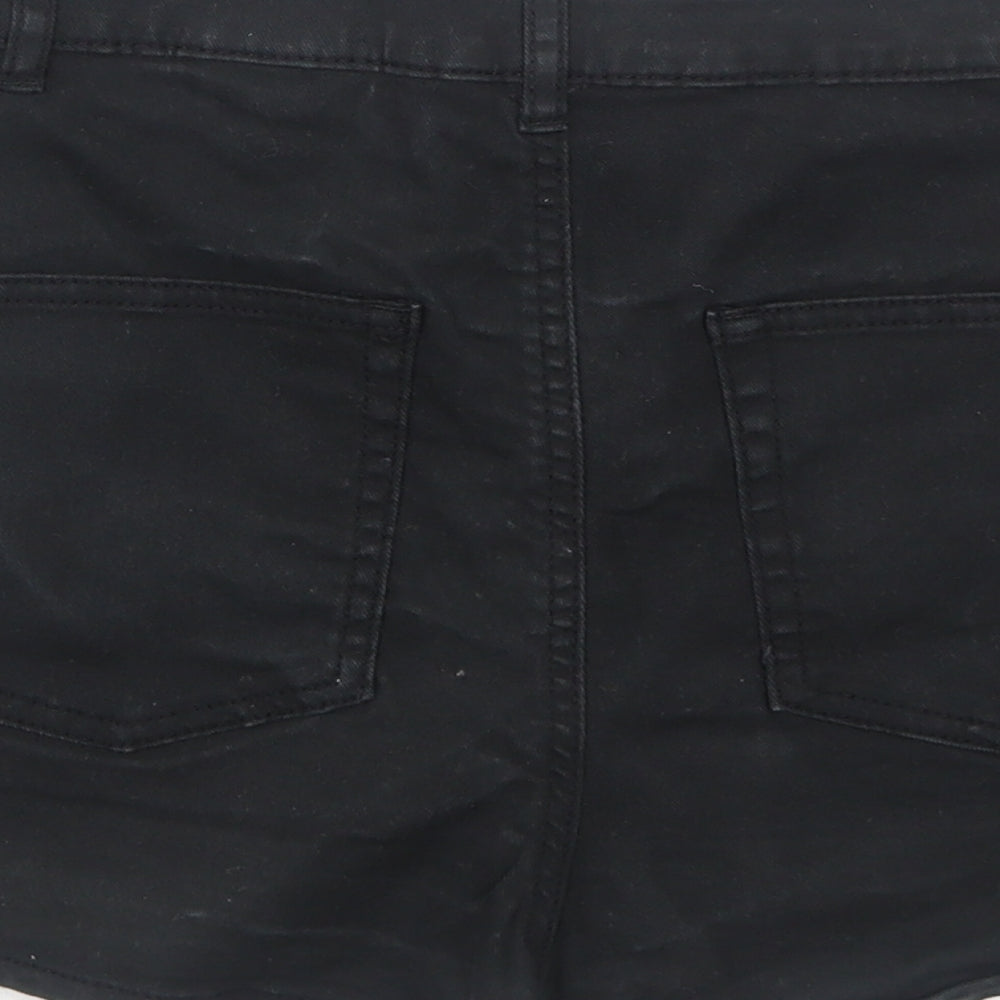 H&M Womens Black Cotton Hot Pants Shorts Size 8 Regular Zip