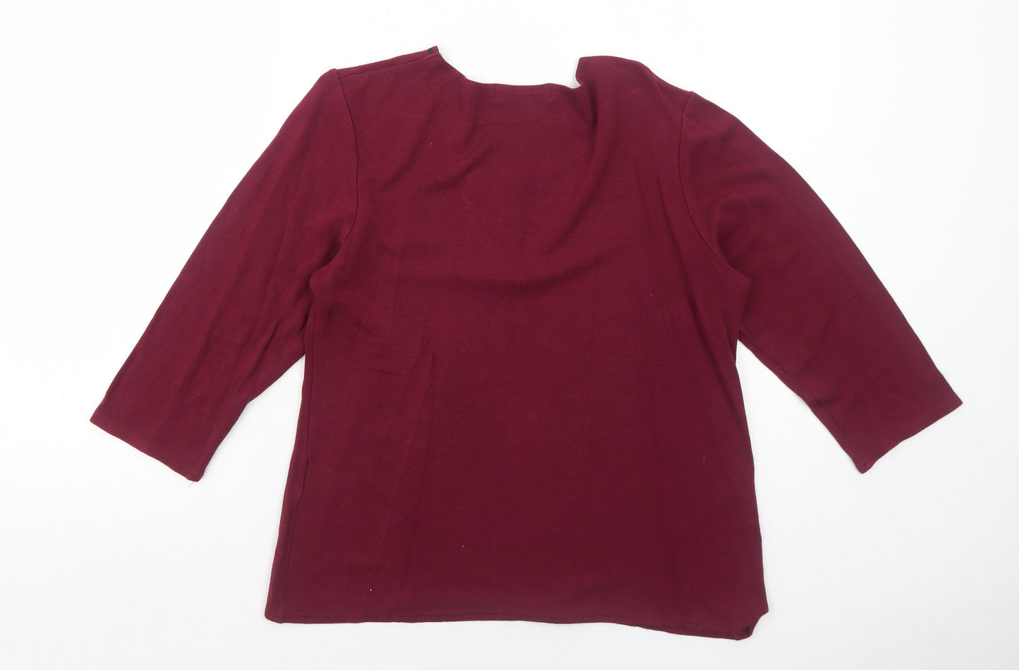 Just Elegance Womens Red Viscose Basic T-Shirt Size 14 Round Neck