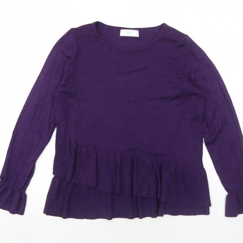 Wallis Womens Purple Round Neck Viscose Pullover Jumper Size 12