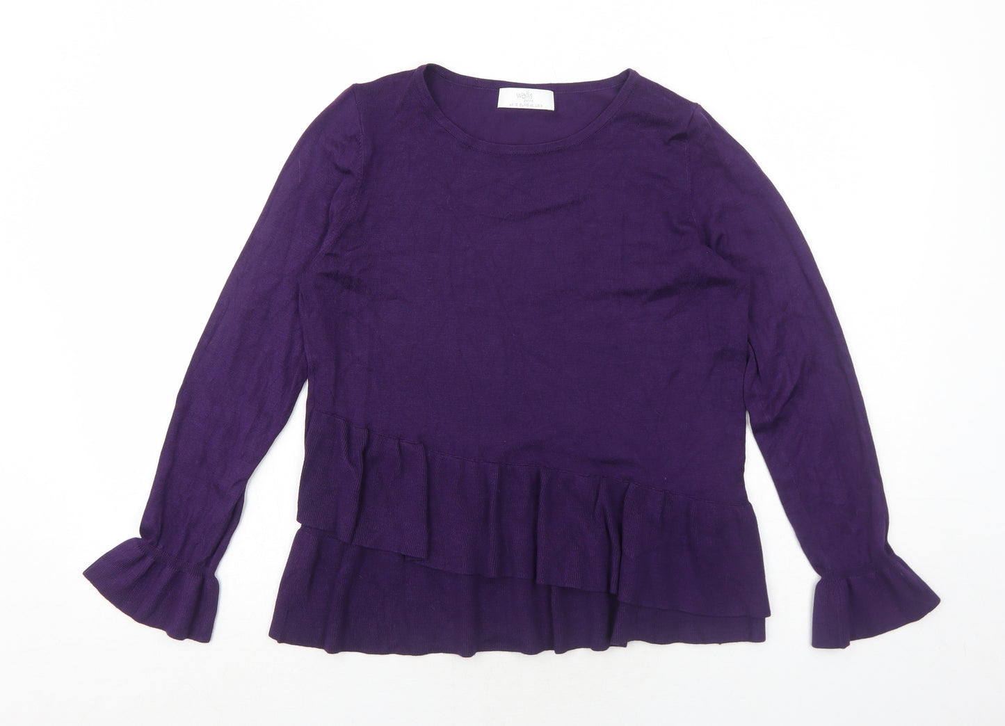 Wallis Womens Purple Round Neck Viscose Pullover Jumper Size 12