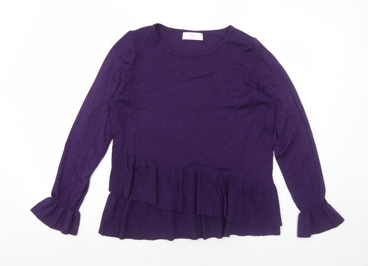 Wallis Womens Purple Round Neck Viscose Pullover Jumper Size 12